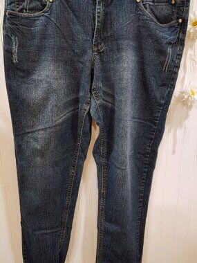Out Jeans Womens Size 18 Blue Denim Dark Wash Stretch Embroidered Skinny